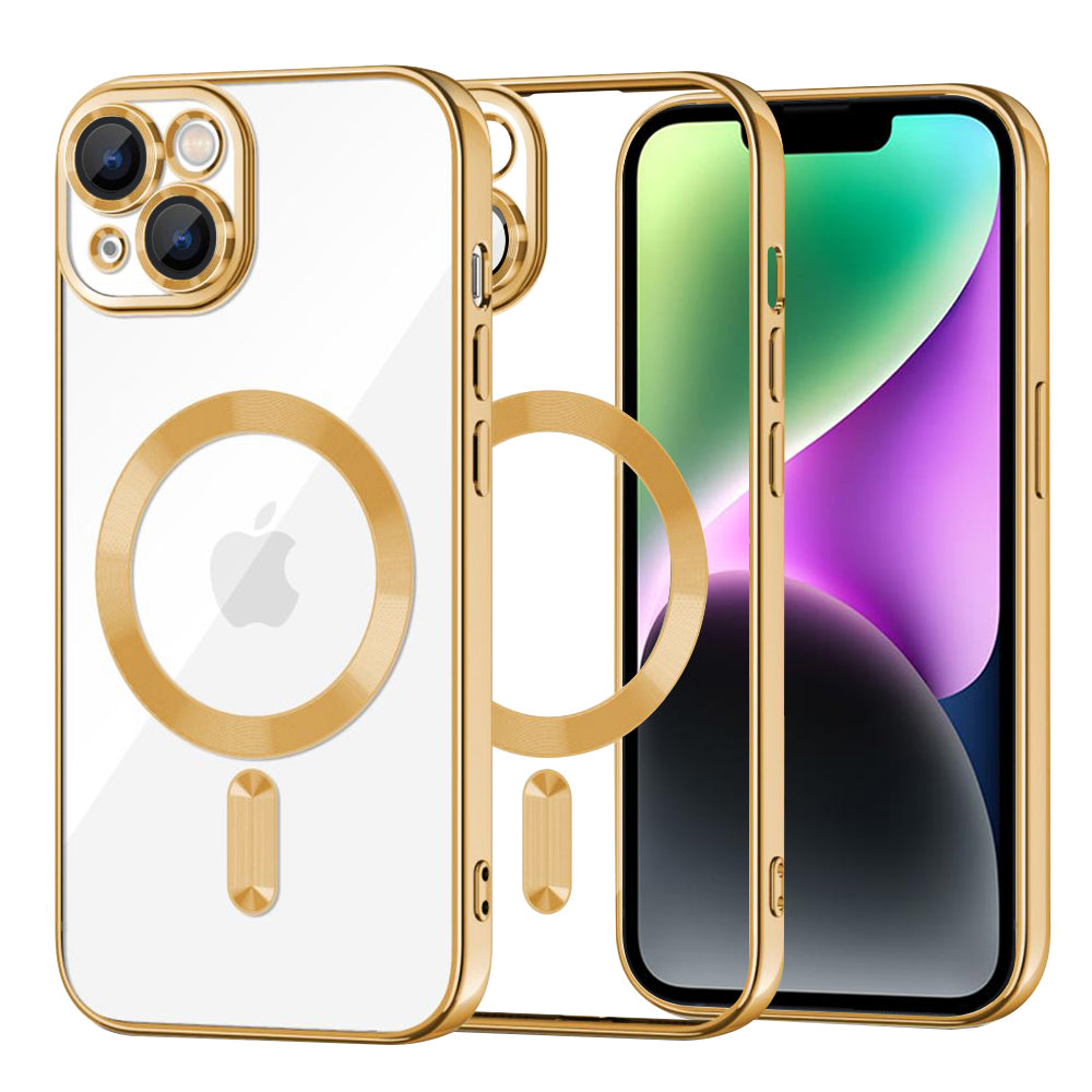 Калъф MagSafe за Apple iPhone 14, Techsuit, Luxury Crystal, Златист