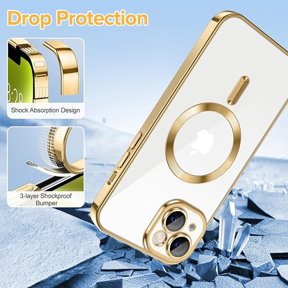 Калъф MagSafe за Apple iPhone 14, Techsuit, Luxury Crystal, Златист