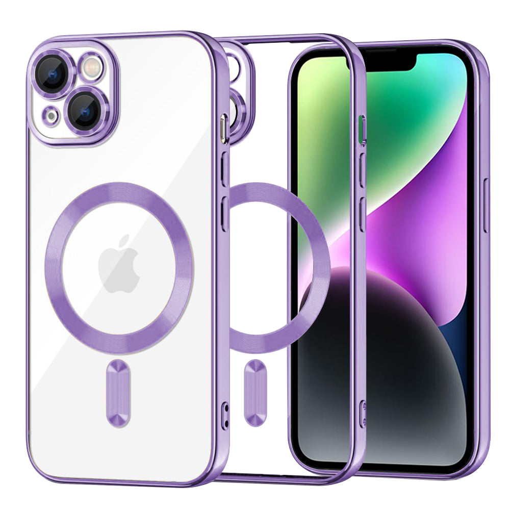 Калъф MagSafe за Apple iPhone 14, Techsuit, Luxury Crystal, Светло лилав