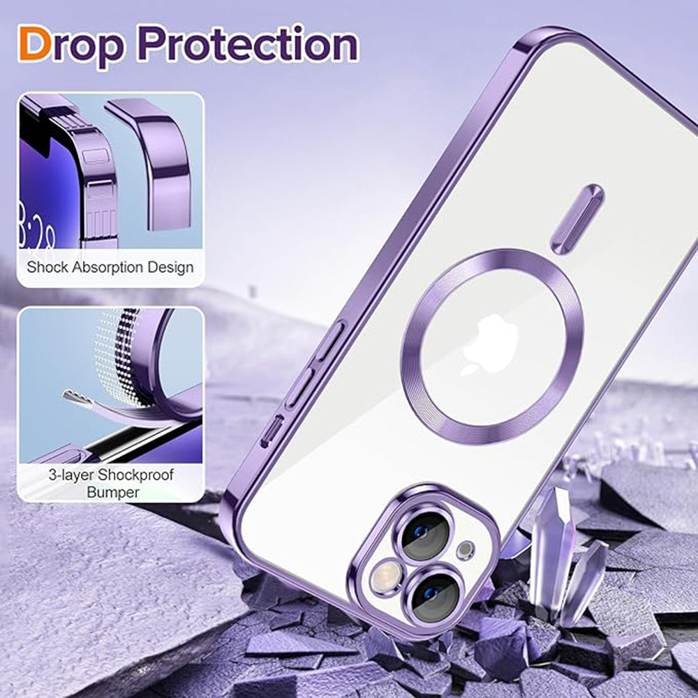 Калъф MagSafe за Apple iPhone 14, Techsuit, Luxury Crystal, Светло лилав