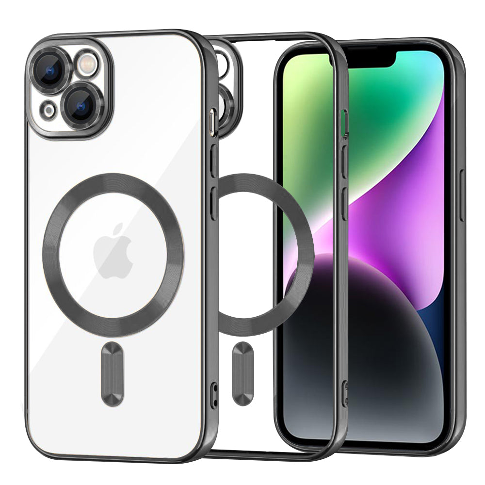 Калъф MagSafe за Apple iPhone 14, Techsuit, Luxury Crystal, Черен