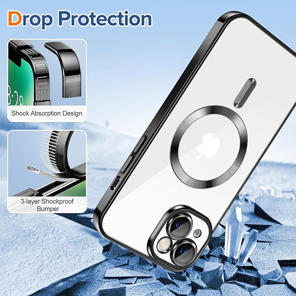 Калъф MagSafe за Apple iPhone 14, Techsuit, Luxury Crystal, Черен