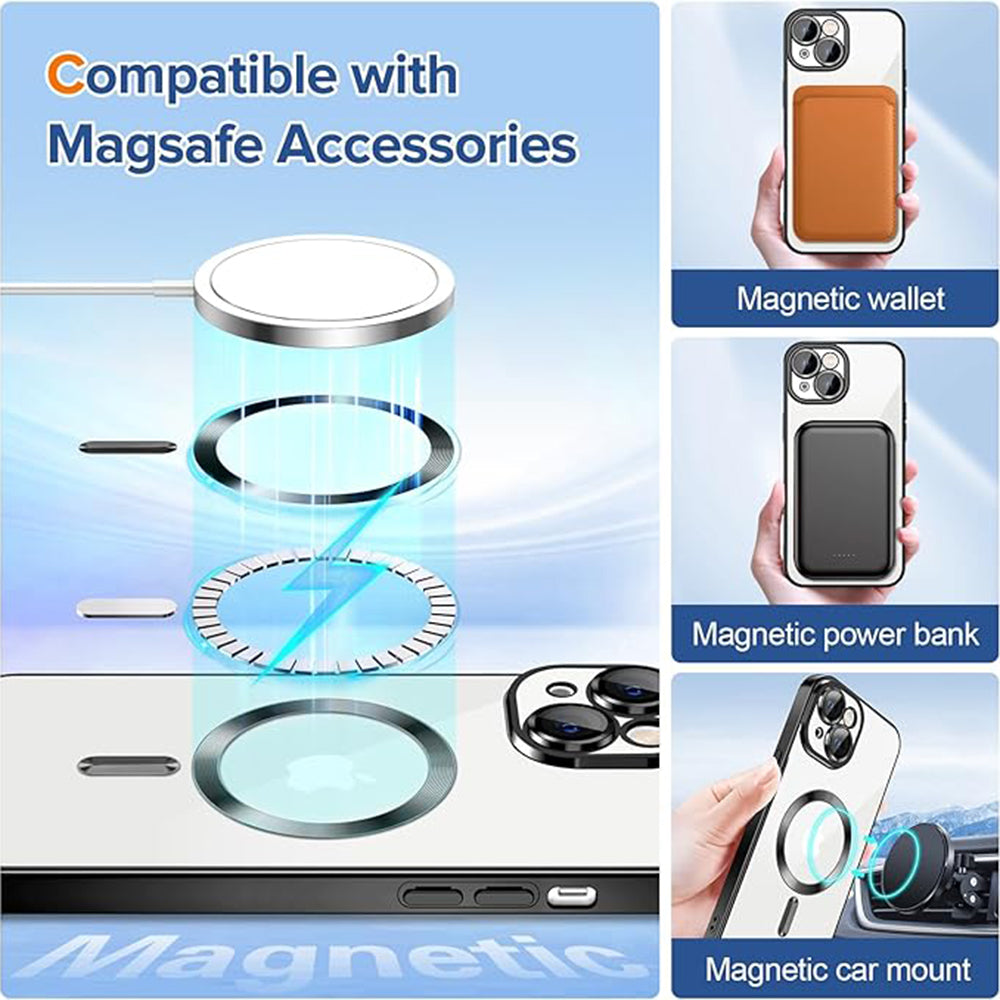 Калъф MagSafe за Apple iPhone 14, Techsuit, Luxury Crystal, Черен