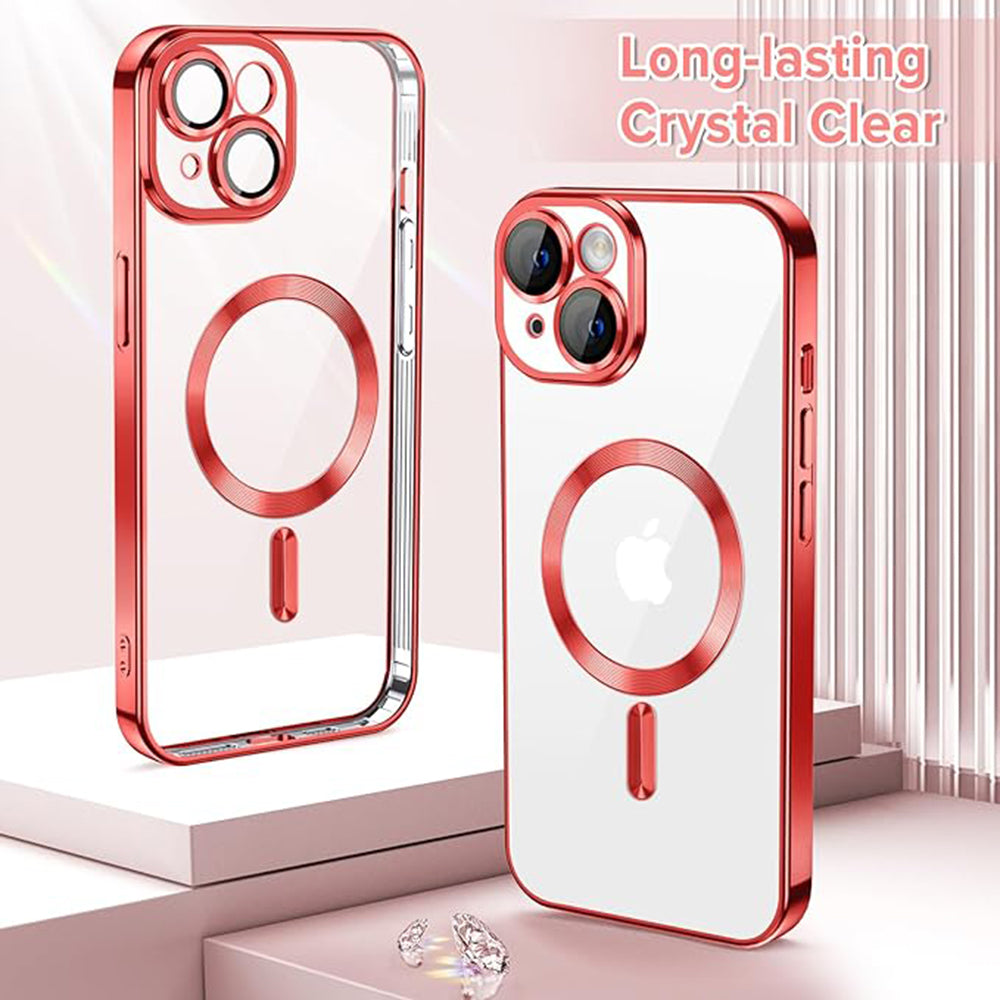 Калъф MagSafe за Apple iPhone 14, Techsuit, Luxury Crystal, Червен