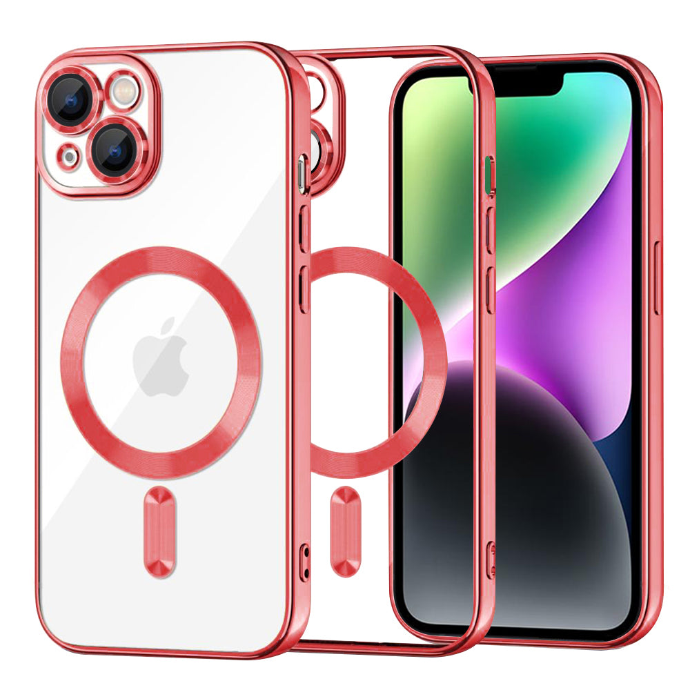 Калъф MagSafe за Apple iPhone 14, Techsuit, Luxury Crystal, Червен