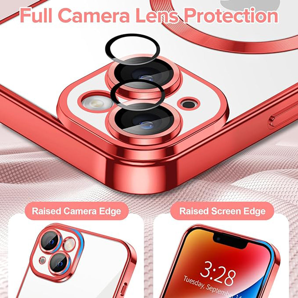 Калъф MagSafe за Apple iPhone 14, Techsuit, Luxury Crystal, Червен