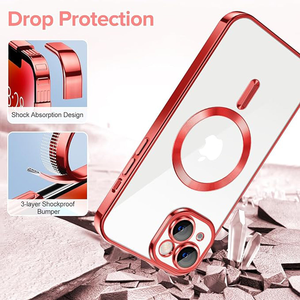 Калъф MagSafe за Apple iPhone 14, Techsuit, Luxury Crystal, Червен
