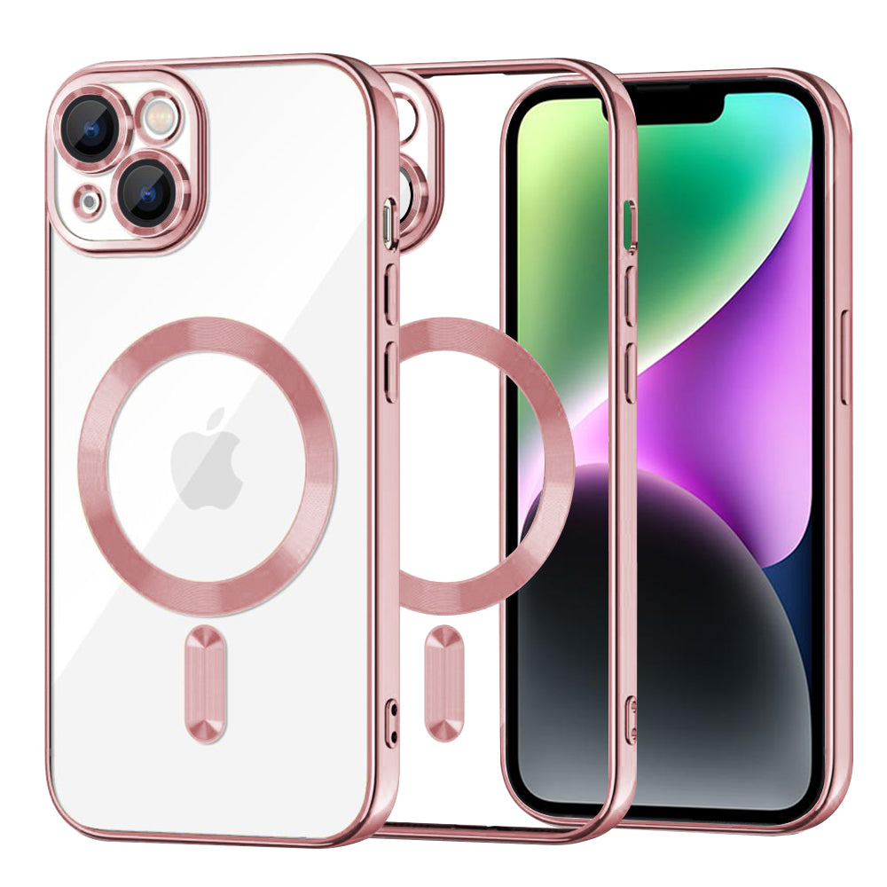 Калъф MagSafe за Apple iPhone 14, Techsuit, Luxury Crystal, Розов