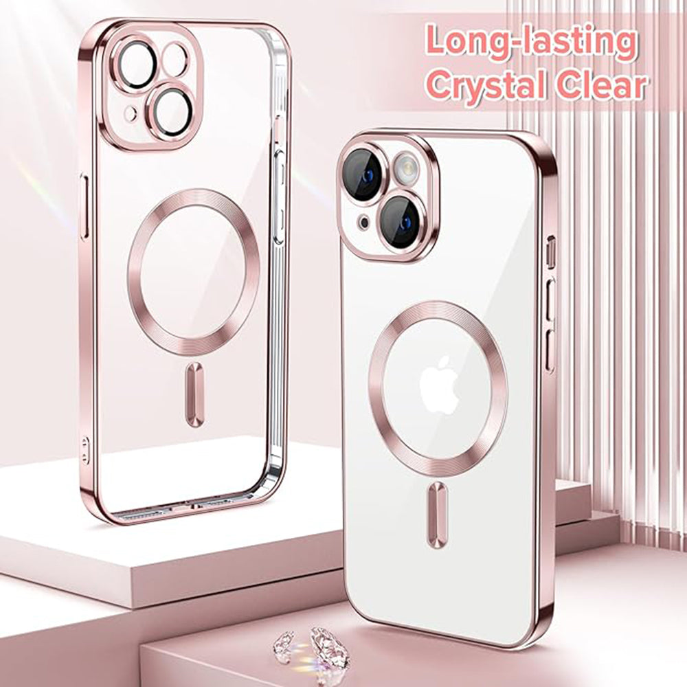 Калъф MagSafe за Apple iPhone 14, Techsuit, Luxury Crystal, Розов