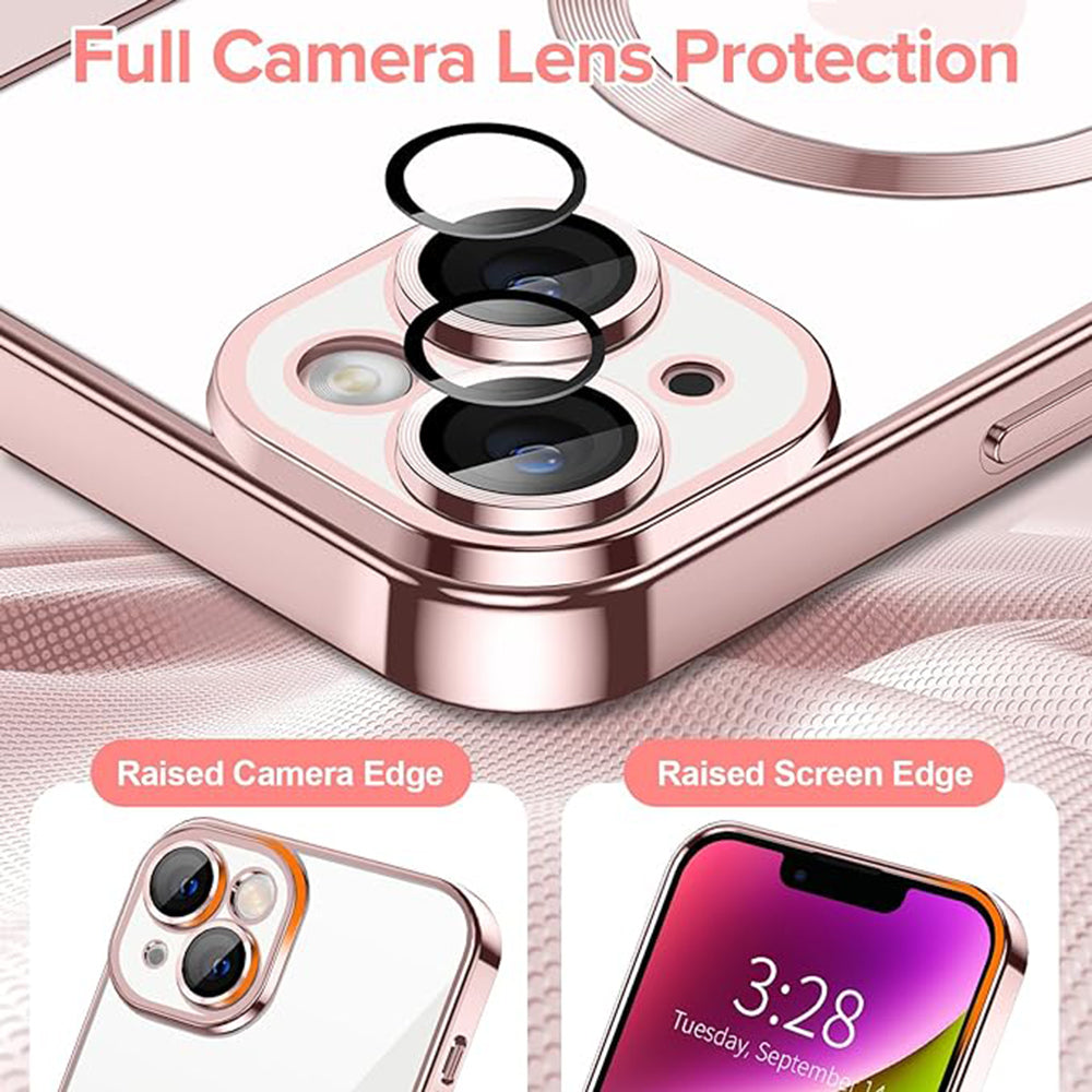 Калъф MagSafe за Apple iPhone 14, Techsuit, Luxury Crystal, Розов