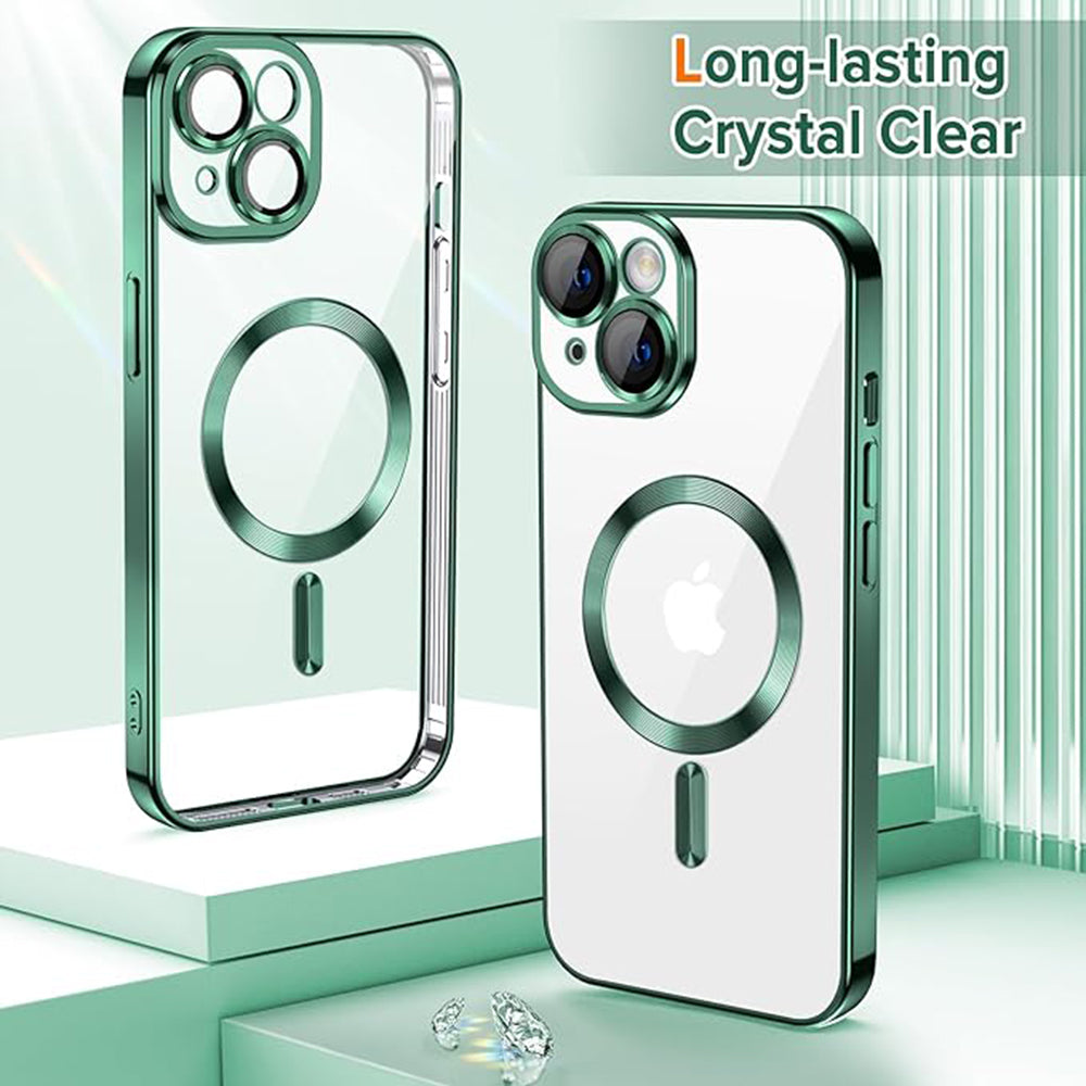 Калъф MagSafe за Apple iPhone 14, Techsuit, Luxury Crystal, Тъмнозелен