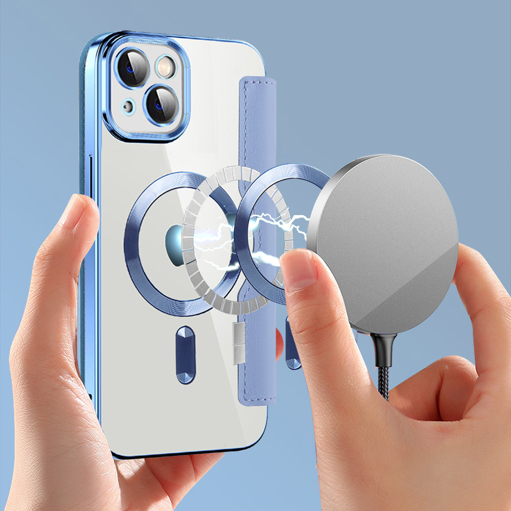 Калъф MagSafe за Apple iPhone 14, Techsuit, SmartMag Book, Син