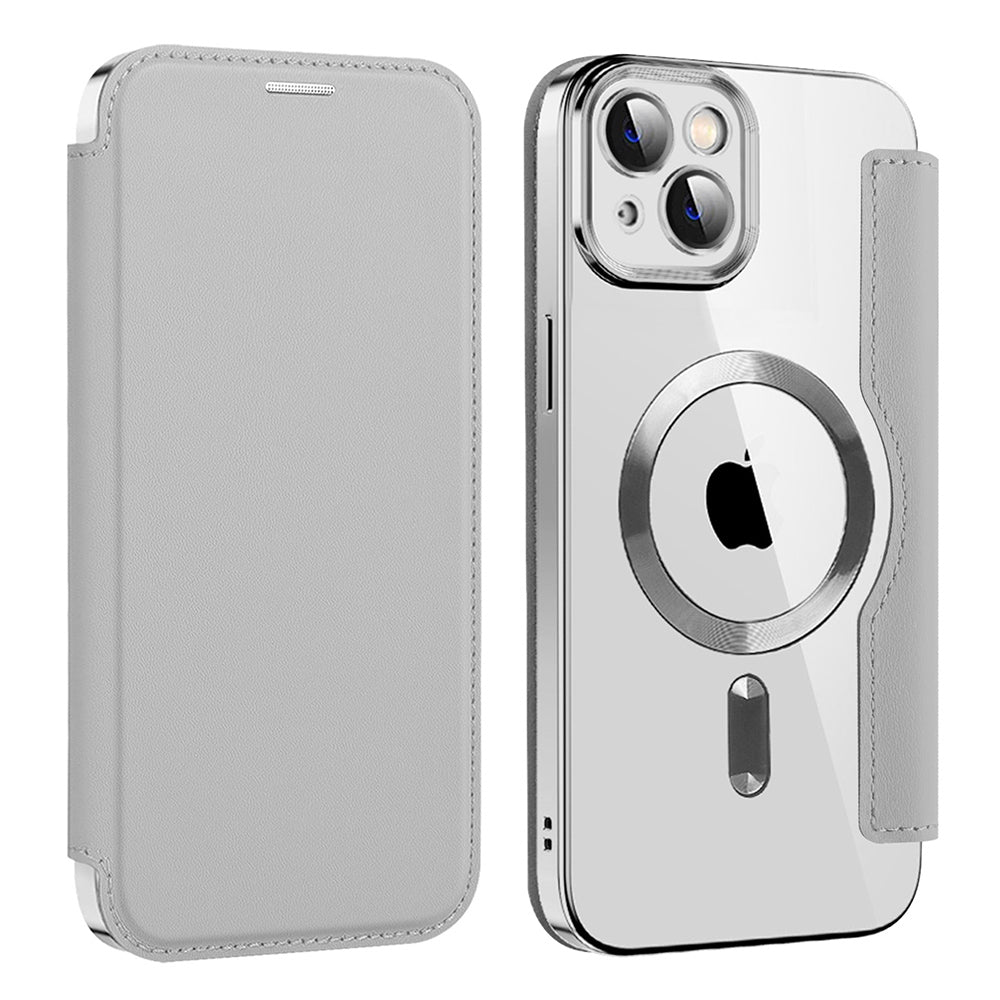 Калъф MagSafe за Apple iPhone 14, Techsuit, SmartMag Book, Сив