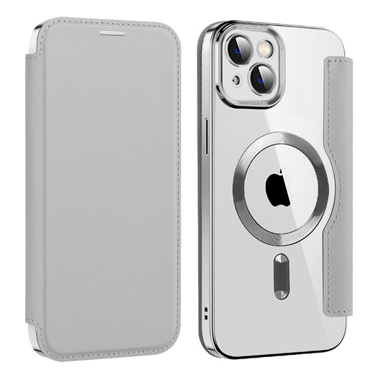 Калъф MagSafe за Apple iPhone 14, Techsuit, SmartMag Book, Сив