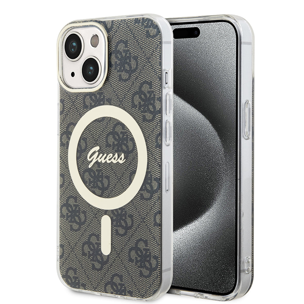 Калъф MagSafe за Apple iPhone 15, Guess, IML 4G, Кафяв