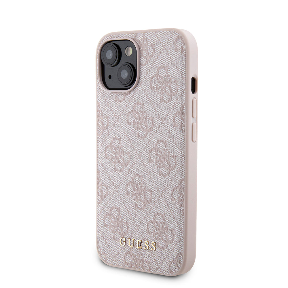 Калъф MagSafe за Apple iPhone 15, Guess, Powerbank 4G Metal Logo, Розов