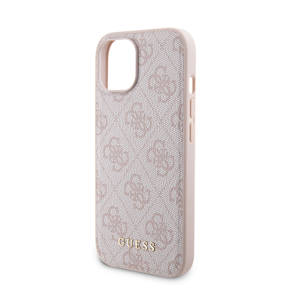 Калъф MagSafe за Apple iPhone 15, Guess, Powerbank 4G Metal Logo, Розов