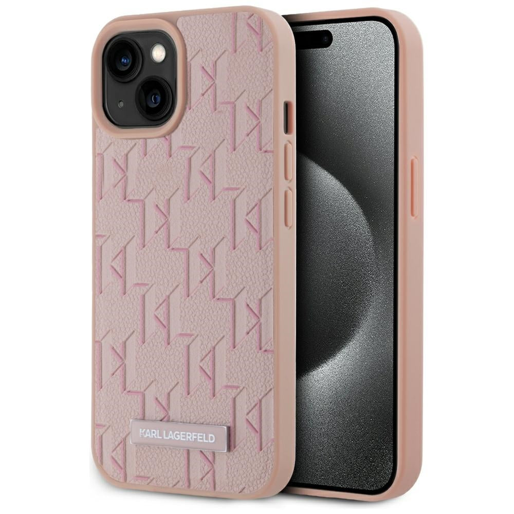 Калъф MagSafe за Apple iPhone 15, Karl Lagerfeld, Hot Stamp, Розов