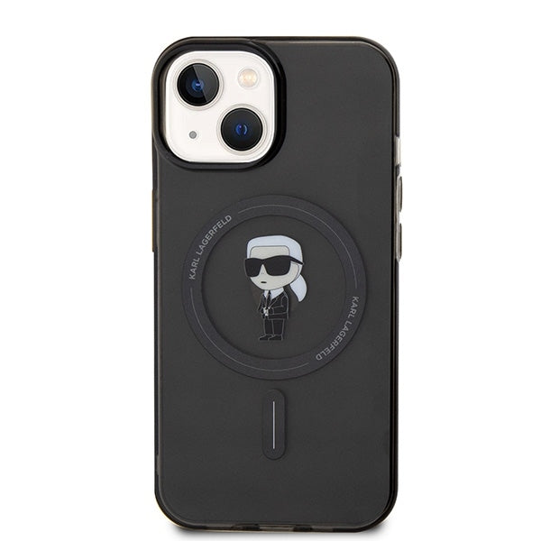 Калъф MagSafe за Apple iPhone 15, Karl Lagerfeld, IML Ikonik Karl, Черен