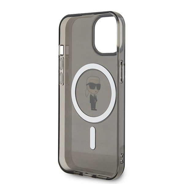 Калъф MagSafe за Apple iPhone 15, Karl Lagerfeld, IML Ikonik Karl, Черен