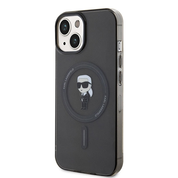 Калъф MagSafe за Apple iPhone 15, Karl Lagerfeld, IML Ikonik Karl, Черен
