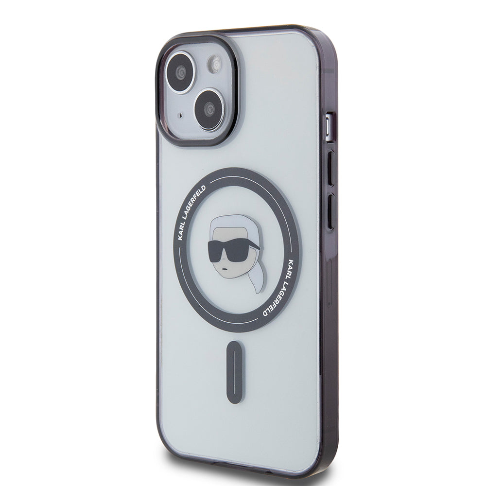 Калъф MagSafe за Apple iPhone 15, Karl Lagerfeld, IML Karl's Head, Прозрачен