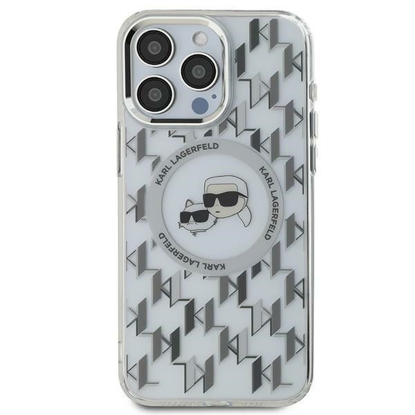 Калъф MagSafe за Apple iPhone 15, Karl Lagerfeld, IML Monogram Karl & Choupette's Heads, Прозрачен