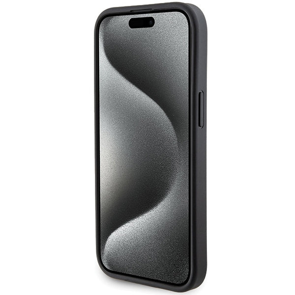 Калъф MagSafe за Apple iPhone 15, Karl Lagerfeld, Saffiano Gripstand Karl & Choupette, Черен