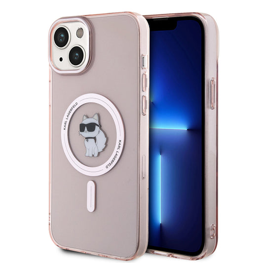 Калъф MagSafe за Apple iPhone 15 Plus / 14 Plus, Karl Lagerfeld, IML Choupette, Розов