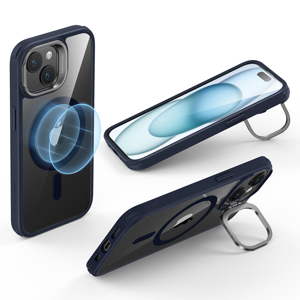 Калъф MagSafe за Apple iPhone 15 Plus, ESR, Classic Hybrid Kickstand, Прозрачно синьо