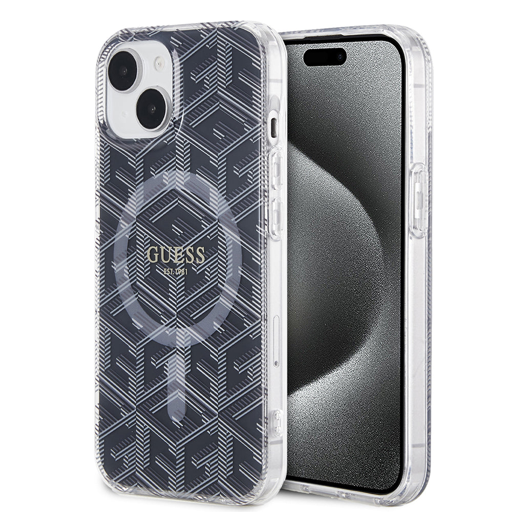 Калъф MagSafe за Apple iPhone 15 Plus, Guess, IML Gcube, Черен