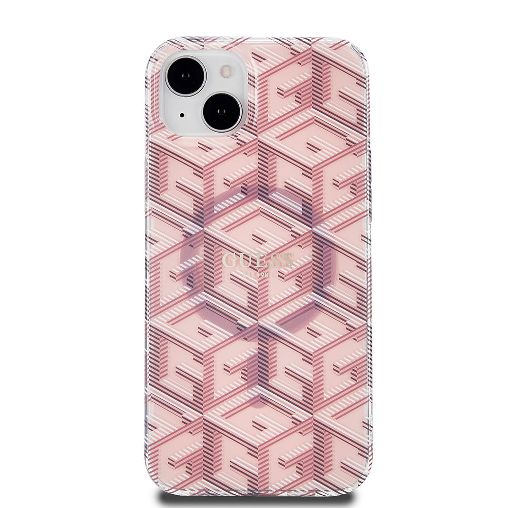 Калъф MagSafe за Apple iPhone 15 Plus, Guess, IML Gcube, Розов