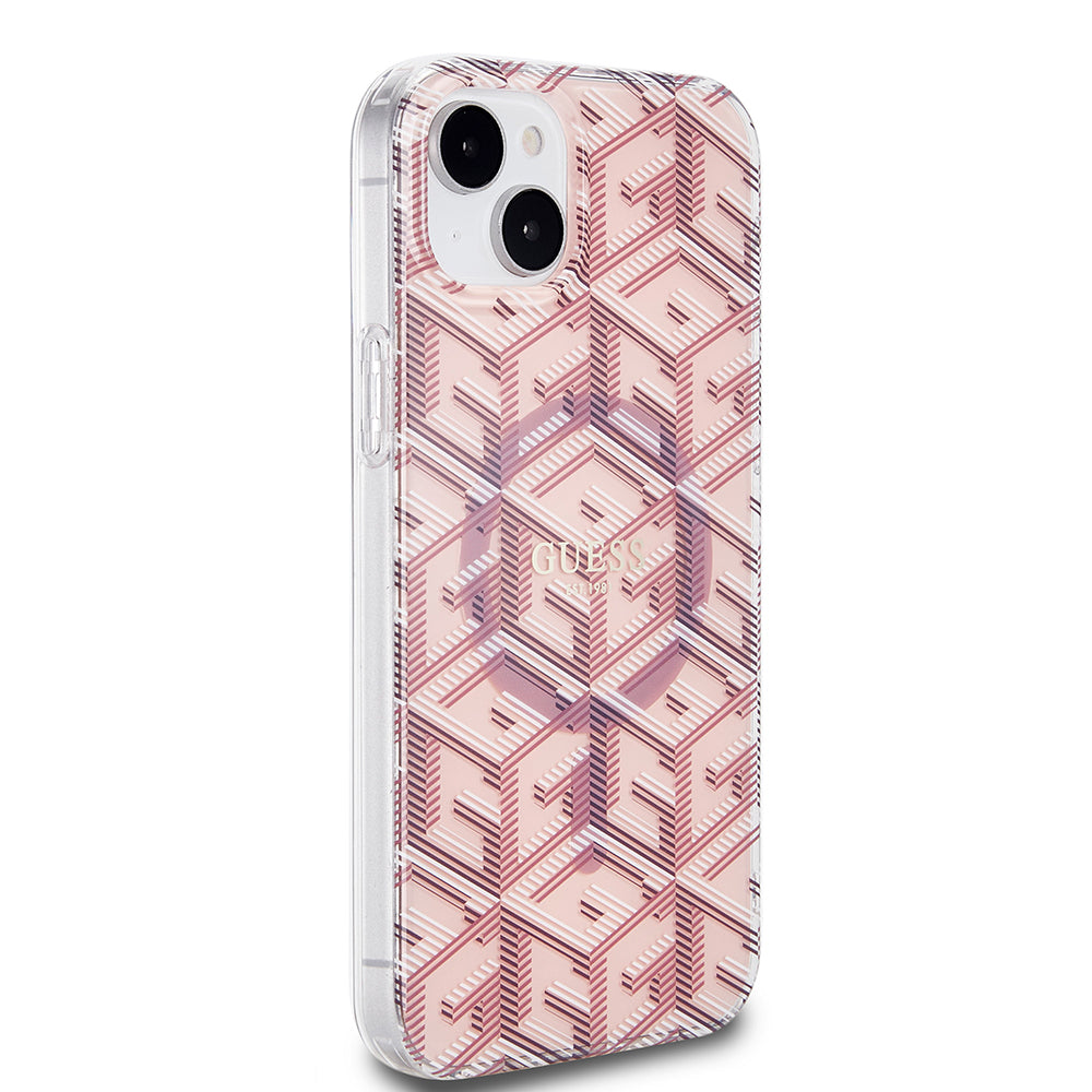 Калъф MagSafe за Apple iPhone 15 Plus, Guess, IML Gcube, Розов