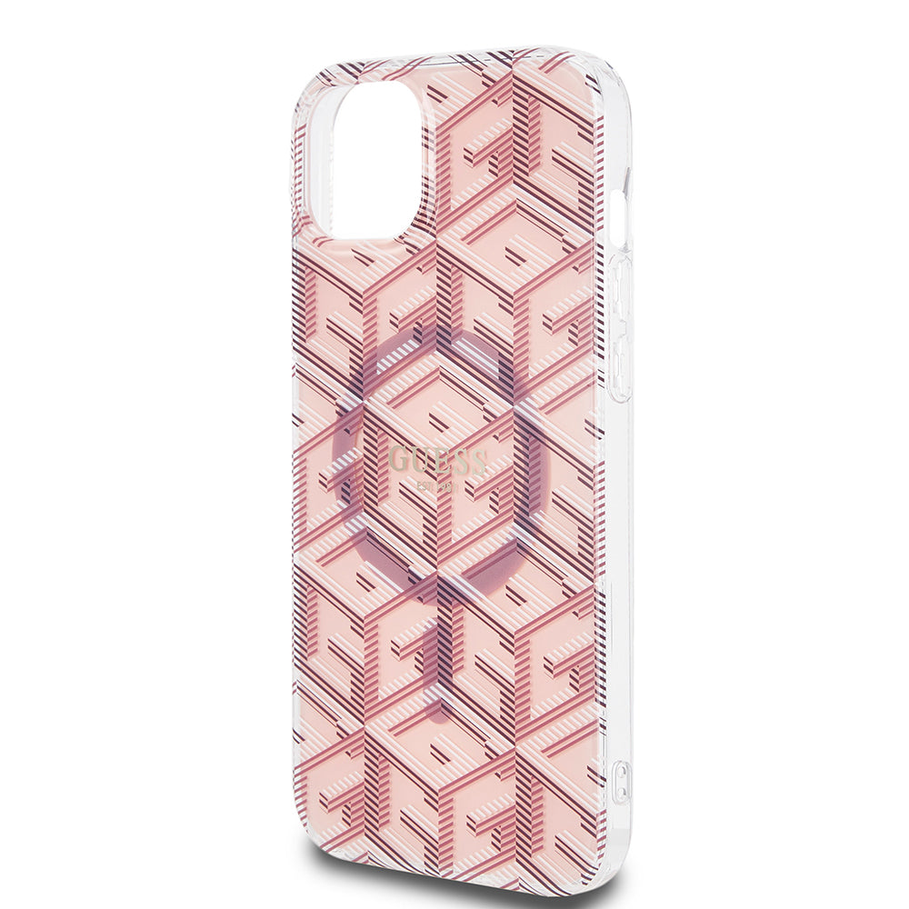 Калъф MagSafe за Apple iPhone 15 Plus, Guess, IML Gcube, Розов