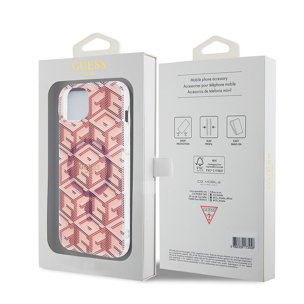 Калъф MagSafe за Apple iPhone 15 Plus, Guess, IML Gcube, Розов