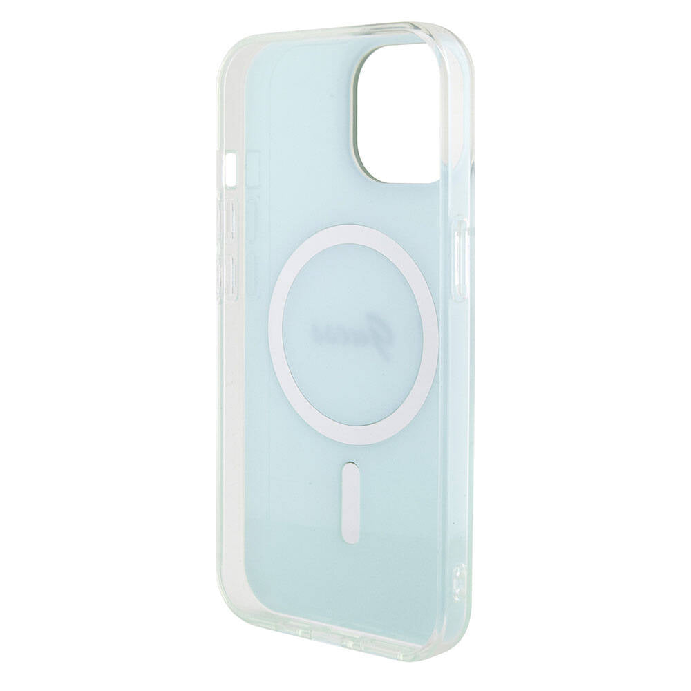 Калъф MagSafe за Apple iPhone 15 Plus, Guess, IML Iridescent, Тюркоаз