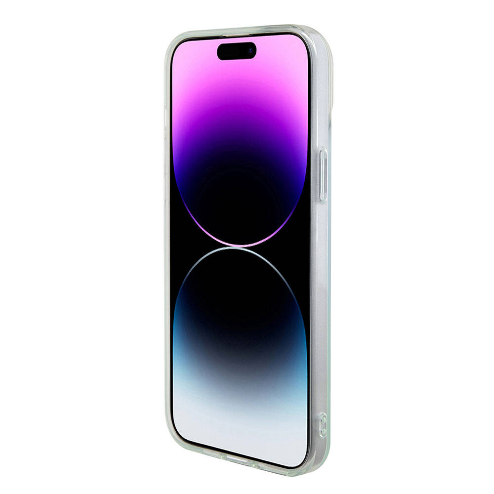 Калъф MagSafe за Apple iPhone 15 Plus, Guess, IML Iridescent, Тюркоаз