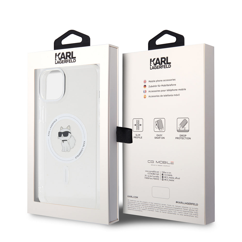 Калъф MagSafe за Apple iPhone 15 Plus / 14 Plus, Karl Lagerfeld, IML Choupette, Прозрачен