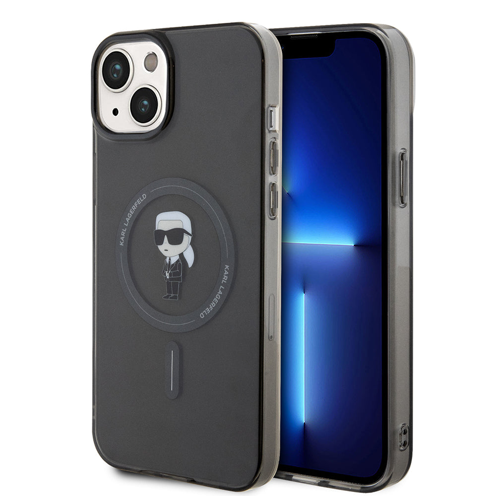 Калъф MagSafe за Apple iPhone 15 Plus, Karl Lagerfeld, IML Ikonik Karl, Черен