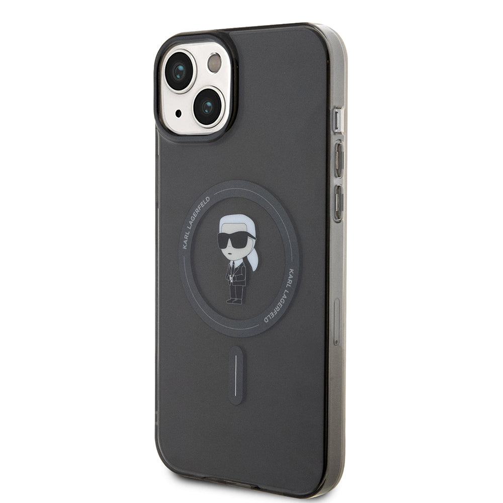 Калъф MagSafe за Apple iPhone 15 Plus, Karl Lagerfeld, IML Ikonik Karl, Черен