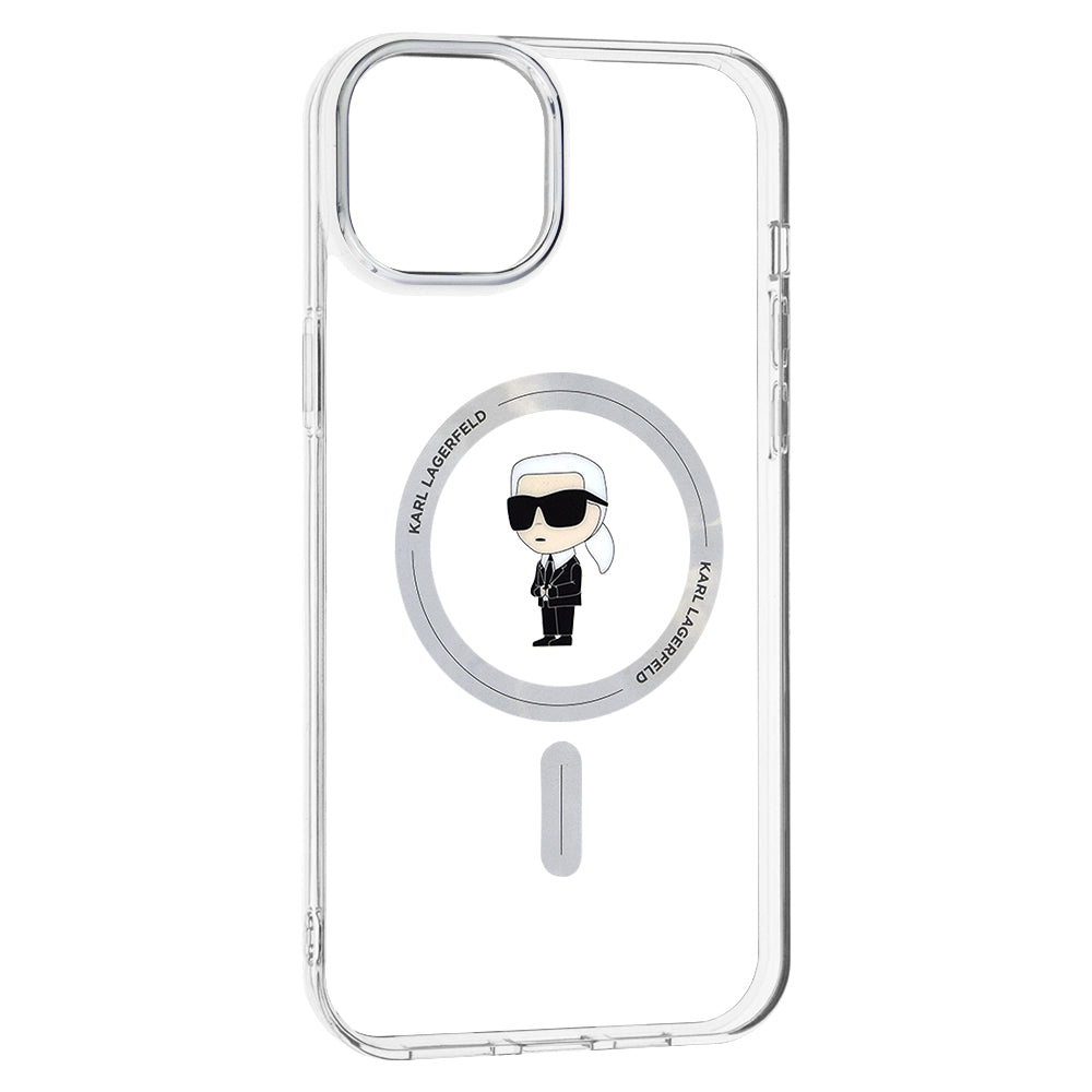 Калъф MagSafe за Apple iPhone 15 Plus, Karl Lagerfeld, IML Ikonik Karl, Прозрачен