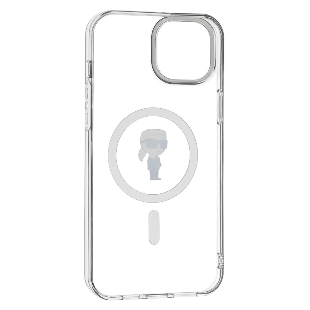 Калъф MagSafe за Apple iPhone 15 Plus, Karl Lagerfeld, IML Ikonik Karl, Прозрачен