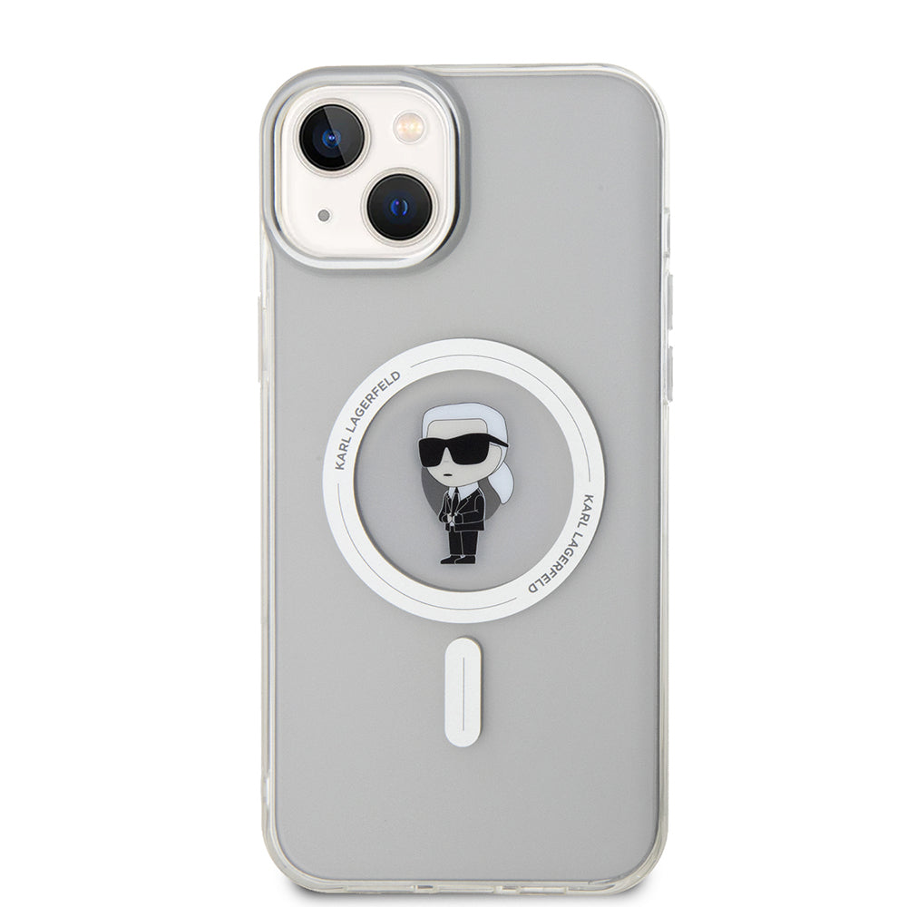 Калъф MagSafe за Apple iPhone 15 Plus, Karl Lagerfeld, IML Ikonik Karl, Прозрачен