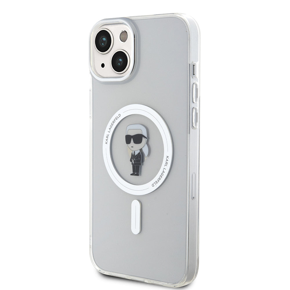 Калъф MagSafe за Apple iPhone 15 Plus, Karl Lagerfeld, IML Ikonik Karl, Прозрачен