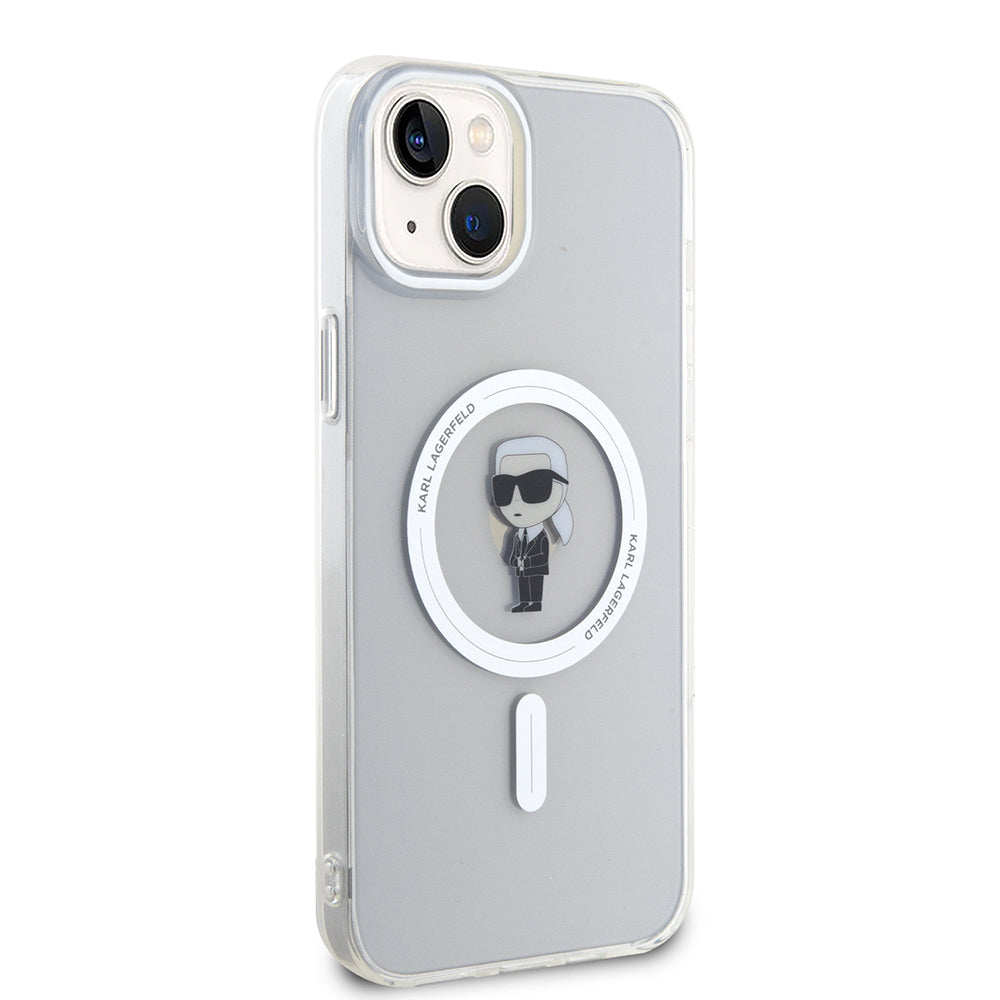 Калъф MagSafe за Apple iPhone 15 Plus, Karl Lagerfeld, IML Ikonik Karl, Прозрачен