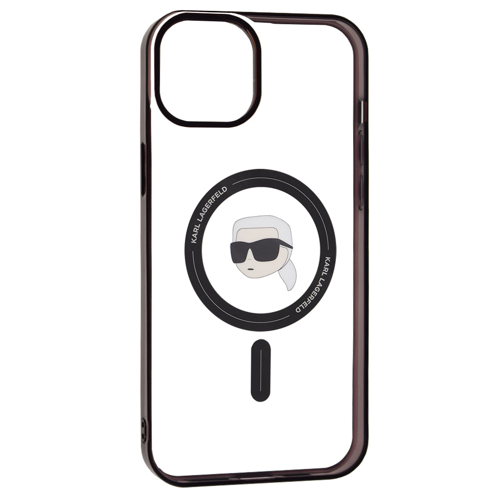 Калъф MagSafe за Apple iPhone 15 Plus, Karl Lagerfeld, IML Karl's Head, Прозрачен