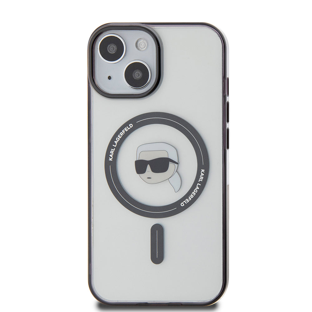 Калъф MagSafe за Apple iPhone 15 Plus, Karl Lagerfeld, IML Karl's Head, Прозрачен