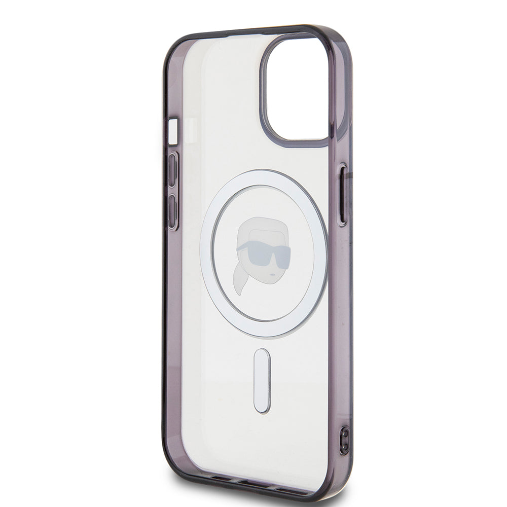 Калъф MagSafe за Apple iPhone 15 Plus, Karl Lagerfeld, IML Karl's Head, Прозрачен