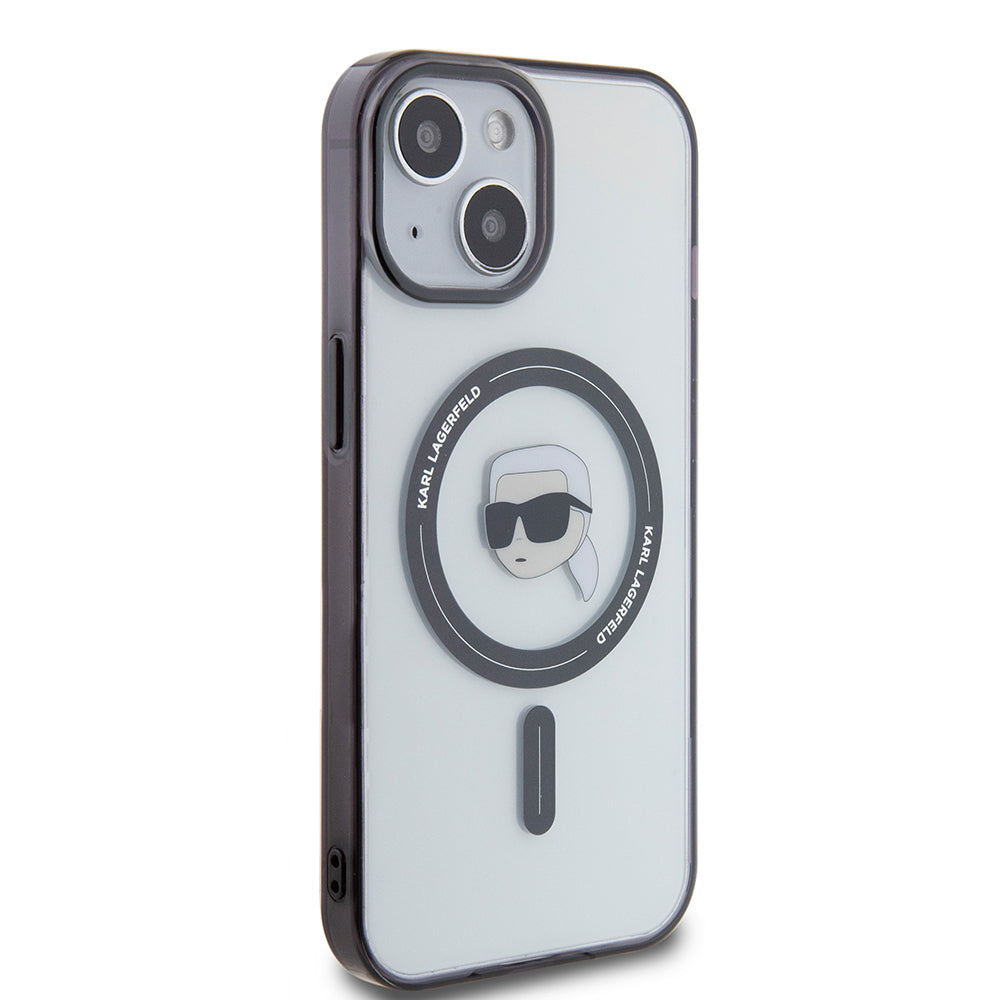 Калъф MagSafe за Apple iPhone 15 Plus, Karl Lagerfeld, IML Karl's Head, Прозрачен