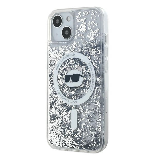 Husa MagSafe за Apple iPhone 15 Plus, Karl Lagerfeld, Liquid Glitter Choupette's Head, Прозрачна